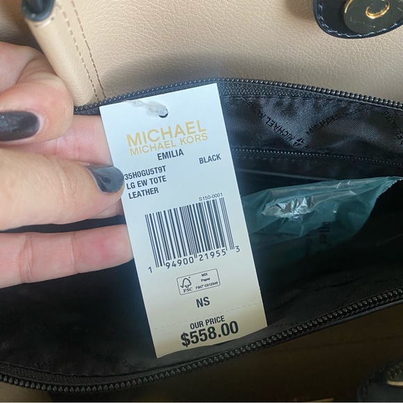 Michael Kors Large Emilia tote bag purse black pebble leather - Picture 9 of 15
